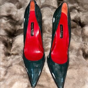 Cesare Paciotti Dark Green Heels with Red Interior